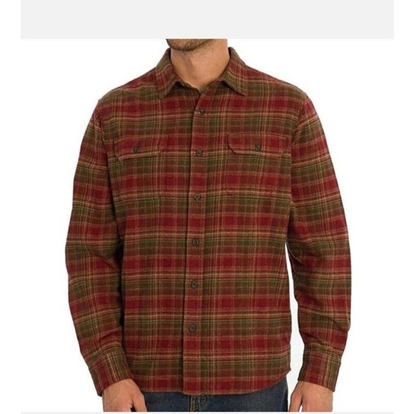 Orvis‎ Men's Size Medium Red Plaid Button Up Flannel Shacket - Picture 1 of 9